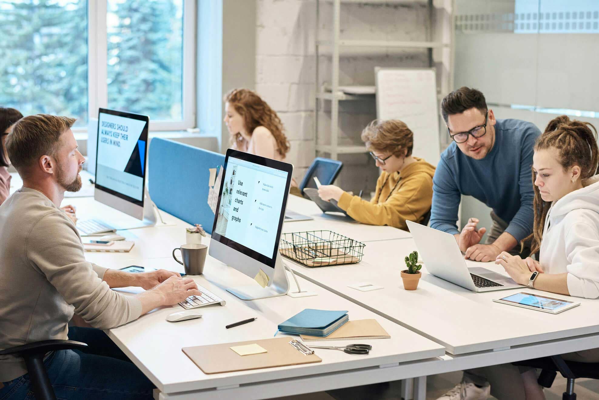 A product team collaborating in a studio